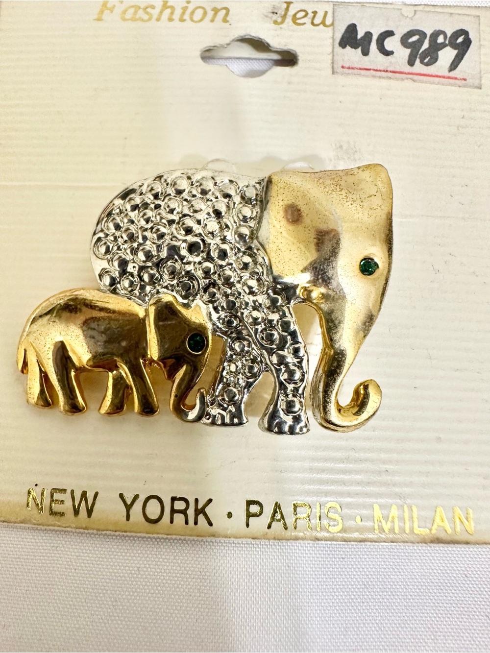 Vintage Gold & Silver Elephant Accent Pin